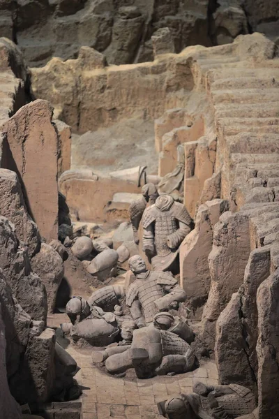 Crushed Remains Terracotta Army Funerary Sculptures Depicting Qin Shi Huang — Stock Photo, Image