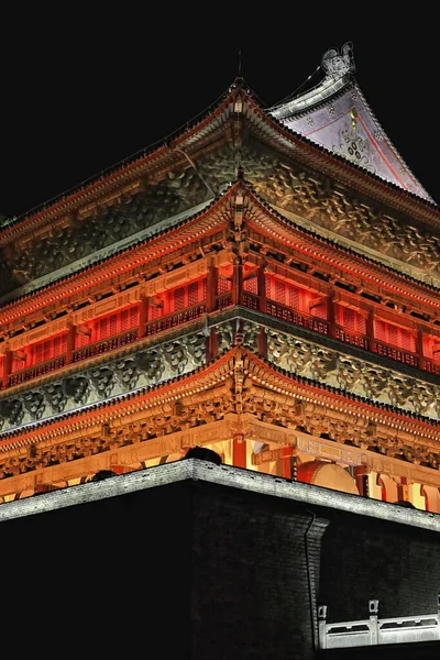 Nachtansicht Hell Beleuchtet Corner Gulou Oder Drum Tower Gebaut 1380 — Stockfoto