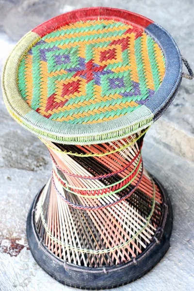 Colorist wicker stool. Pokhara-Nepal. 0666 — Stock Photo, Image