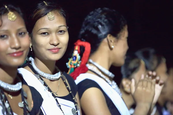 Tharu people girls. Ghatgain-Patihani-Nepal. 0821 — Stock Photo, Image