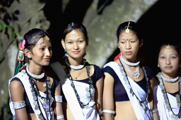 Tharu people girls. Ghatgain-Patihani-Nepal. 0825 — Stock Photo, Image