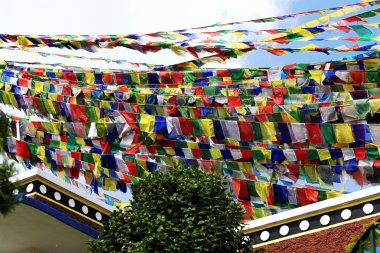 Buddhist prayer flags. Thrangu Tashi Yangtse monastery-Nepal. 0990 clipart