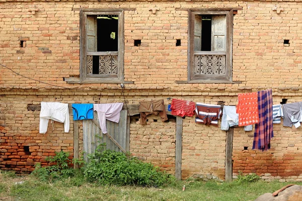 Laundry hanging to dry. Panauti-Nepal. 1087 — Stock Photo, Image