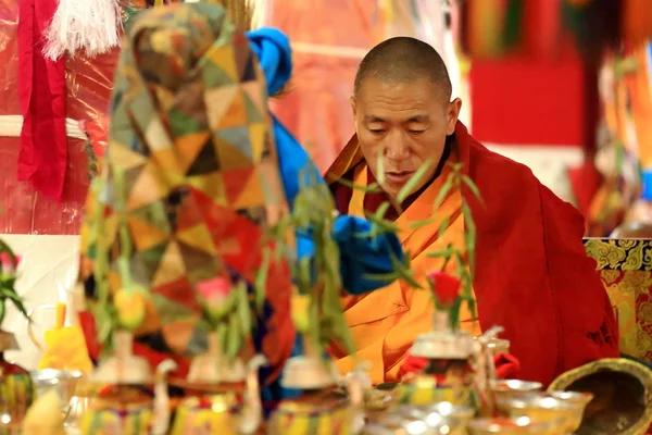 Tibetan buddhist monk. Drepung monastery-Tibet. 1229 — Stock Photo, Image