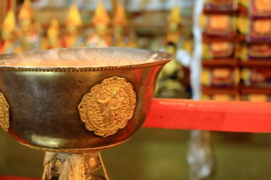 Tibetan buddhist brass vase. Drepung monastery-Tibet. 1239 clipart