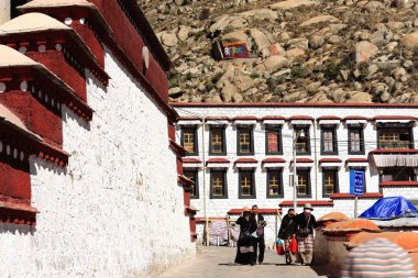 Tibetan devotees in the Drepung monast.-Tibet. 1247 clipart