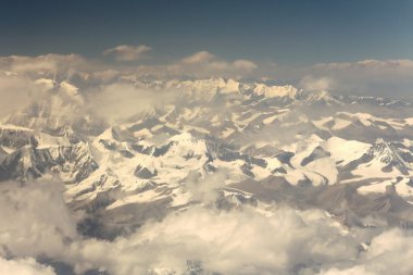 Air view of several himalayan lofty peaks. Nepal-Tibet. 1128