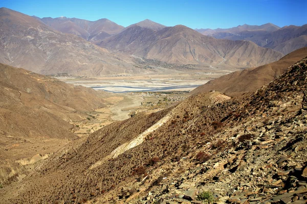 Kamba village-Yarlung Tsangpo valley. Tibet. 1522 — Stock Photo, Image