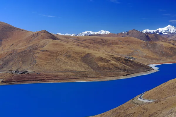 YamdrokTso-Lake from Kamba La-pass. Tibet. 1541 — Zdjęcie stockowe