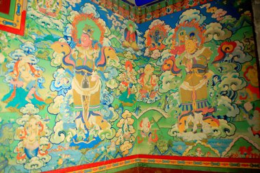 Budist duvar resmi Pelkhor Chode-manastır içinde. Gyantse-Tibet. 1643