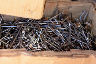 Steel nails in box.  Shigatse-Tibet. 1671 clipart