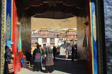 Doorway to the Tashilhunpo monastery. Shigatse-Tibet. 1683 clipart
