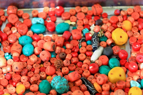 Stone beads for necklaces-Tashilhunpo monastery area. Shigatse-Tibet. 1739 — Stock Photo, Image