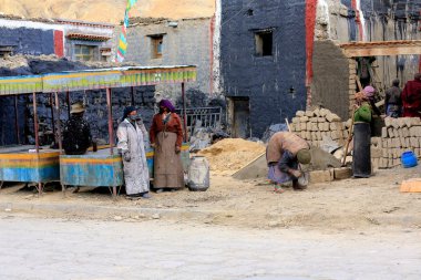 Tibet insanlar toplum hizmeti. Güney koltuk Sakya Manastırı-Tibet. 1897