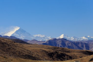 Everest Dağı ve birkaç Himalaya zirveleri. Tibet. 1917