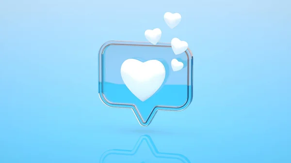 Glas Bubbla Anmälan Skylt Med Flera Vita Hjärtan Illustration — Stockfoto