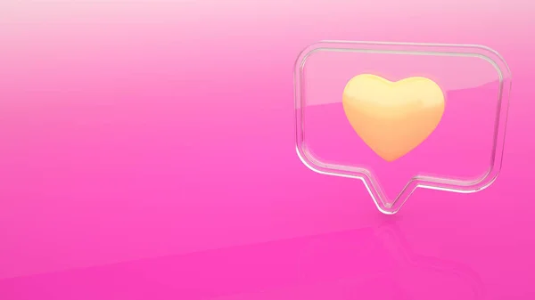 Coeur Amour Sur Cristal Verre Épingle Notification Des Médias Sociaux — Photo