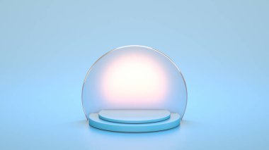 Güzergah ürünü cam arka farlı podyum. 3B kurulum