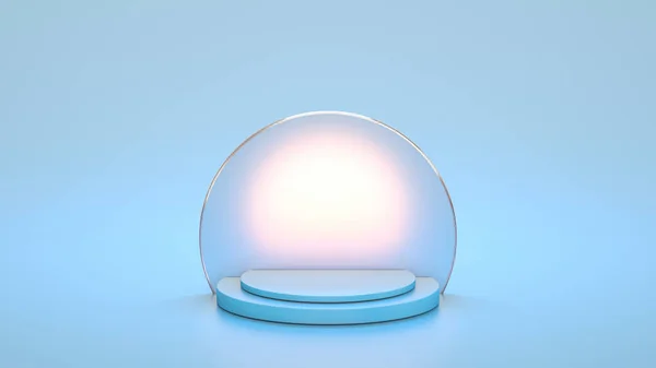 Roun Product Display Podium Glass Backlight Installation — Stock Photo, Image