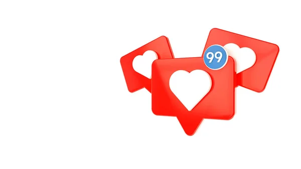 Social Media Sign White Heart Red Bubble Pin Counter Isolated — Photo