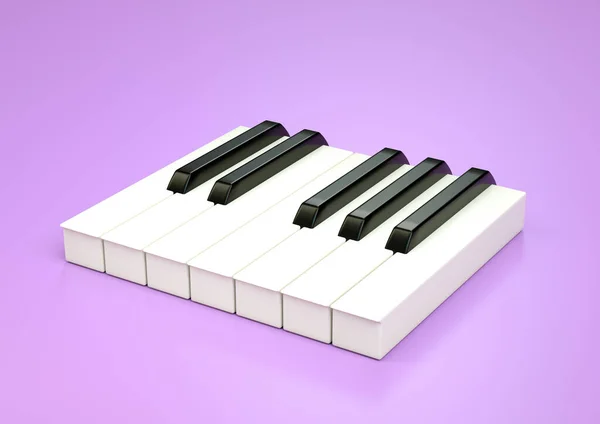 Teclas Piano Uma Oitava Conceito Musical Ilustração Isolada Fundo Roxo — Fotografia de Stock