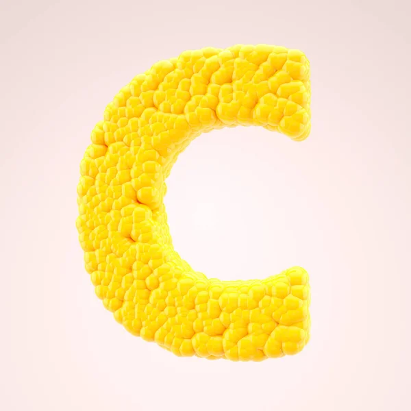 Letter Yellow Sweet Corn Style Vegetable Alphabet Bubbles Font Illustration — Stock Photo, Image