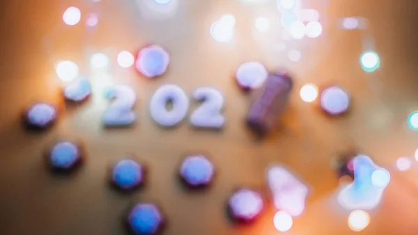 Picture Out Focus Blurred Photo Happy New Year 2021 Background — Stock Photo, Image