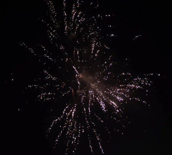 Laranja Luzes Fogos Artifício Borrados Fundo Céu Preto Conceito Ano — Fotografia de Stock