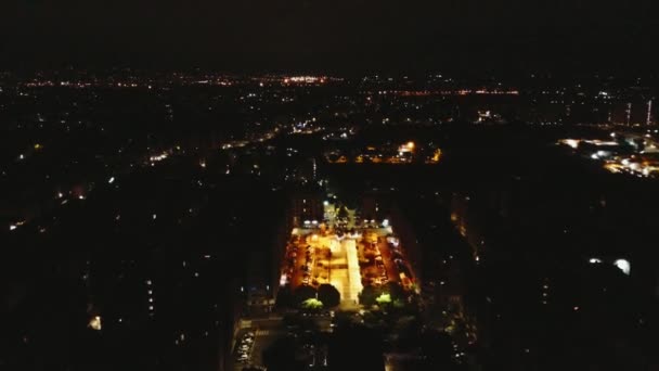 Drone aéreo Night shot over city time streets (em inglês). Roma Itália — Vídeo de Stock