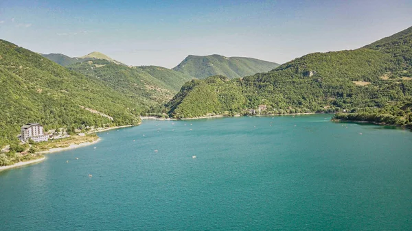 Vista Panoramica Sul Lago Scanno Provincia Dell Aquila Abruzzo Italia — Foto Stock