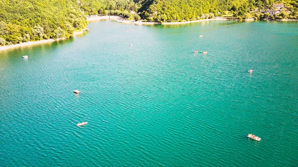 Vista Panorâmica Lago Scanno Província Aquila Abruzzo Centro Itália — Fotografia de Stock
