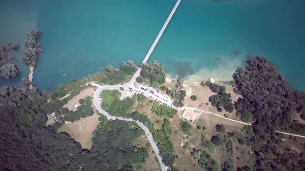 Vista Drone Lago Barrea Abruzzo Itália — Fotografia de Stock