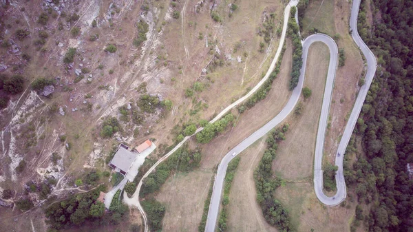 Vista Drone Estrada Município Villalago Província Aquila Abruzzo Itália — Fotografia de Stock