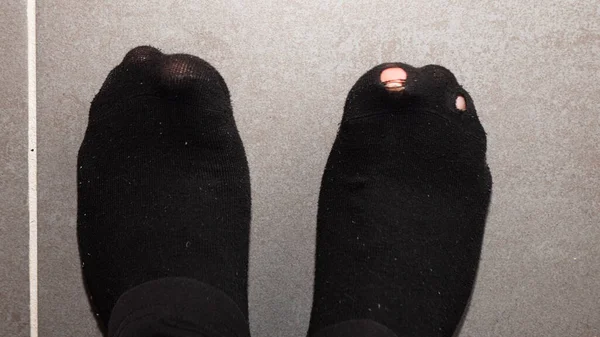 Avec Trou Dans Ses Chaussettes Raison Crise Économique Causée Par — Photo