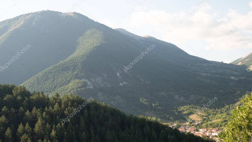 breathtaking view of the mountains in the municipality of Villalago in the province of Aquila, Abruzzo - Italy