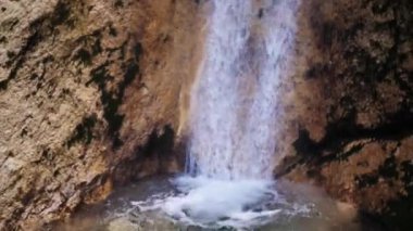 Odaklan. Yeşil bir yağmur ormanında şelale