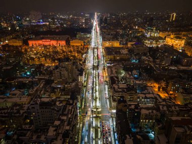 Gece Taras Shevchenko Bulvarı. Kiev. Ukrayna