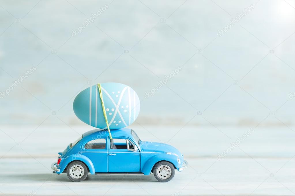 Easter egg on the car concept in retro mood