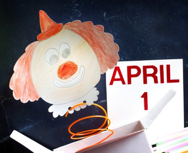 April fools day symbol concept with clown clipart