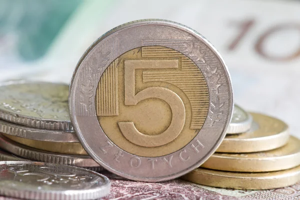 Monede monetare poloneze macro closeup — Fotografie, imagine de stoc