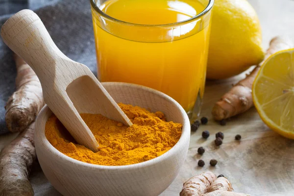 Turmeric Drink Pepper Lemon Healthy Detox — Stock Photo, Image