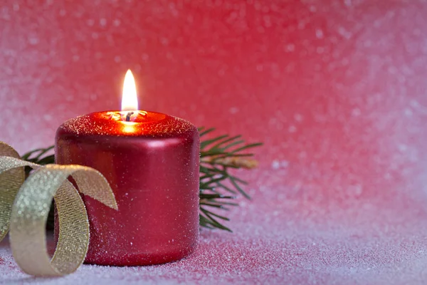 Christmas red candle closeup background concept — Stock Photo, Image