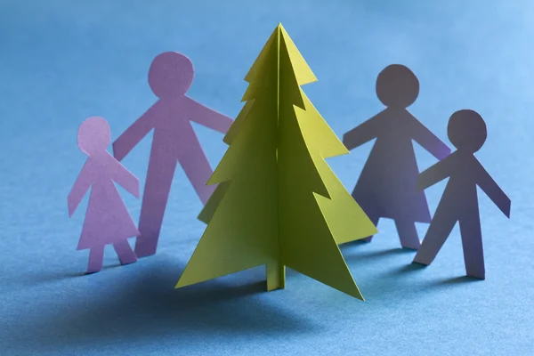 Christmas paper tree and family abstract unique concept — Stock Photo, Image
