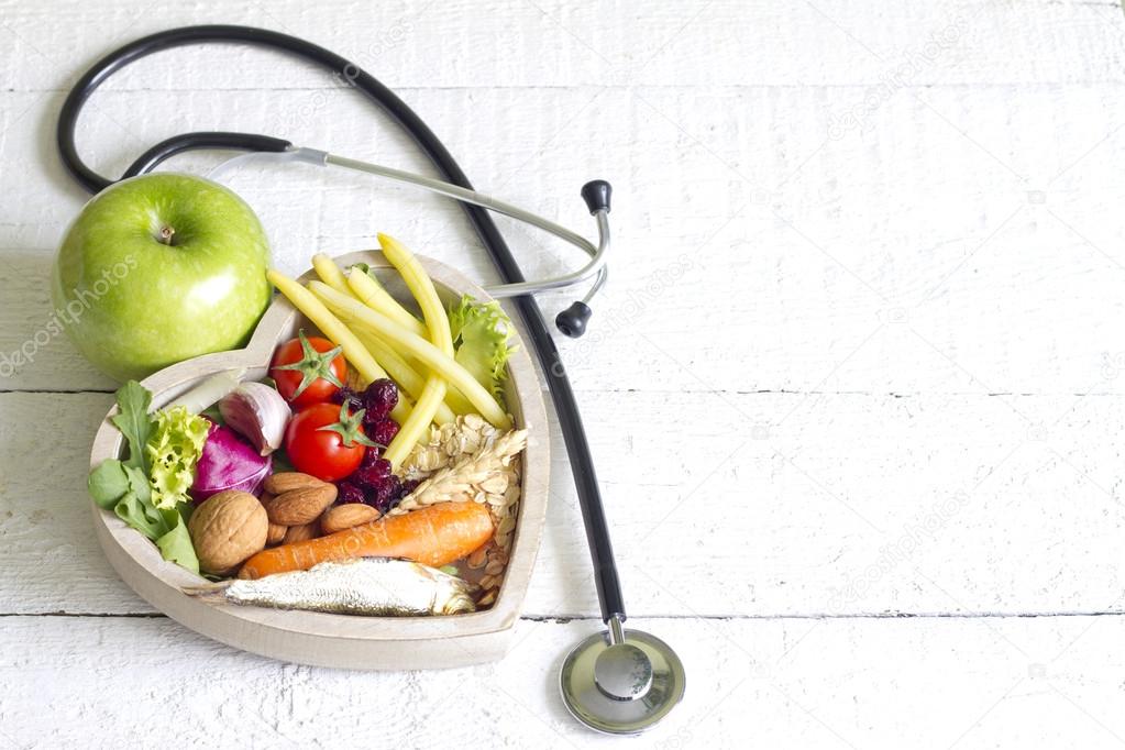 Healthy food in heart diet abstract concept