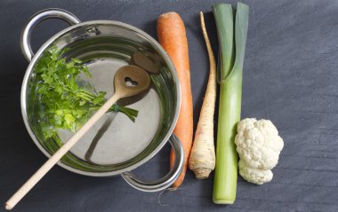 Çiğ sebze tenceresi ve kaşık aşçılık konseptine bayılır.