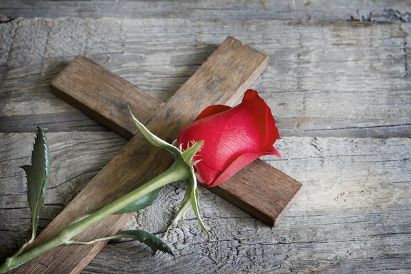 Kreuz und Rose abstrakte Religion Zeichen Symbol-Konzept — Stockfoto