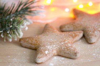 Noel gingerbread köknar closeup ile gemide yıldız