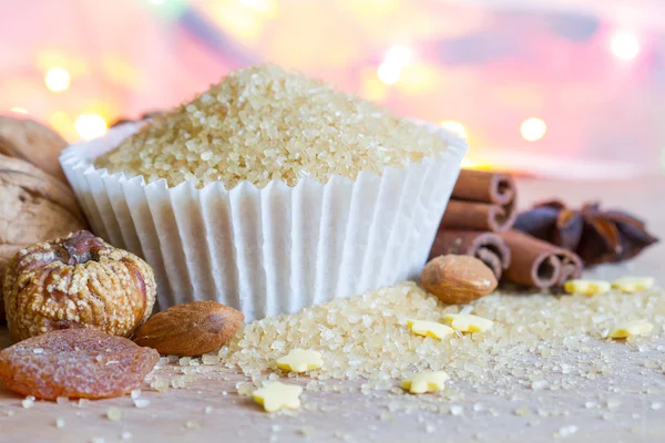 Christmas cupcake with brown sugar baking abstract — Stock Photo, Image