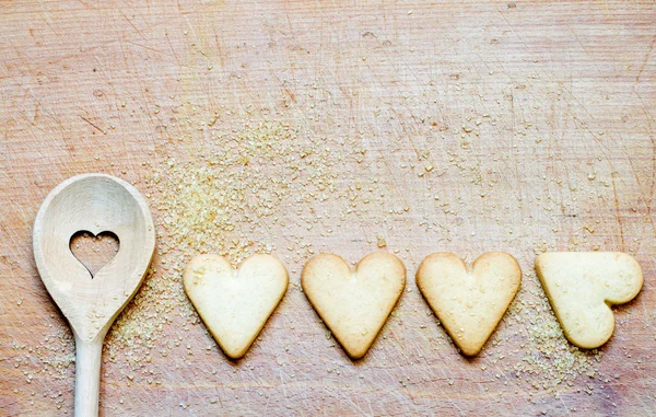 Cuchara de madera con galletas para hornear abstracta — Foto de Stock