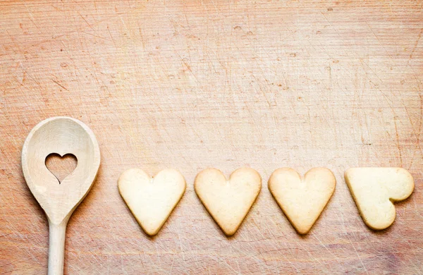 Cuchara de madera con galletas para hornear abstracta — Foto de Stock